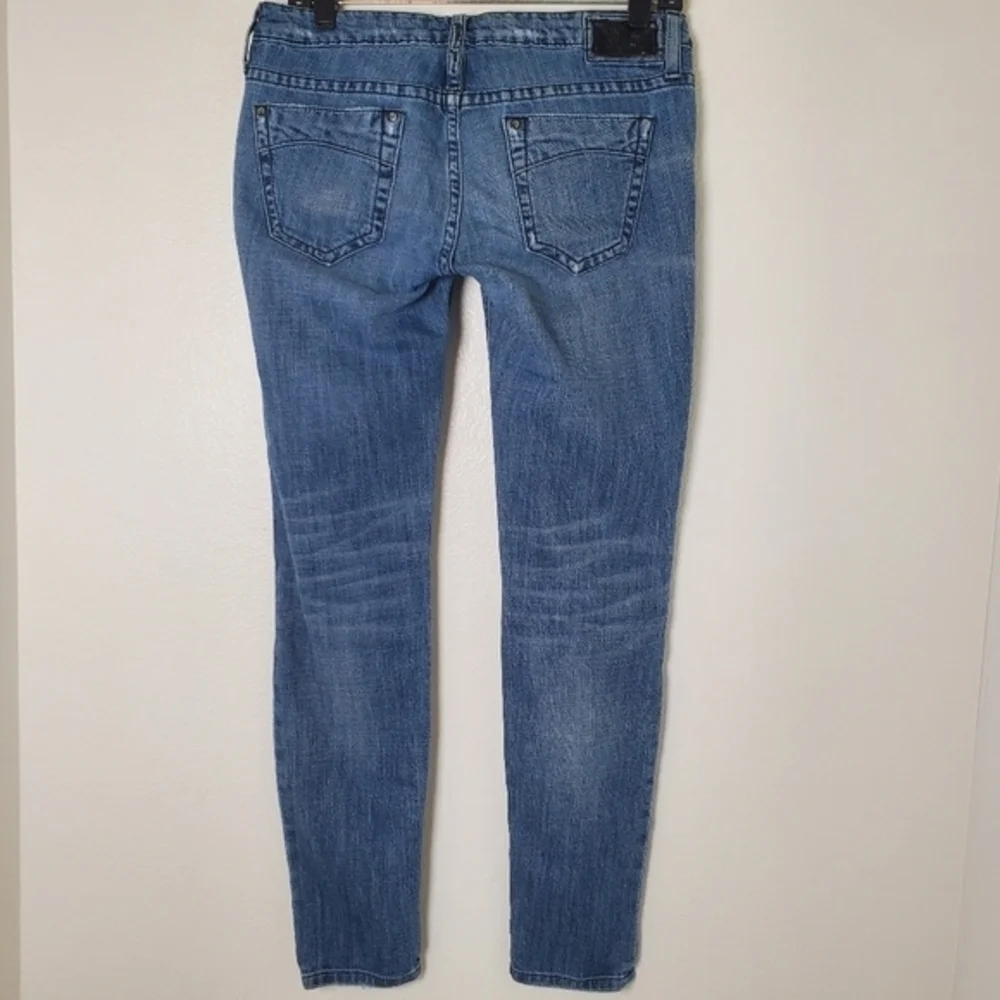Robin's Jean Biker Style Distressed‎ Denim Low Rise Skinny Jeans
